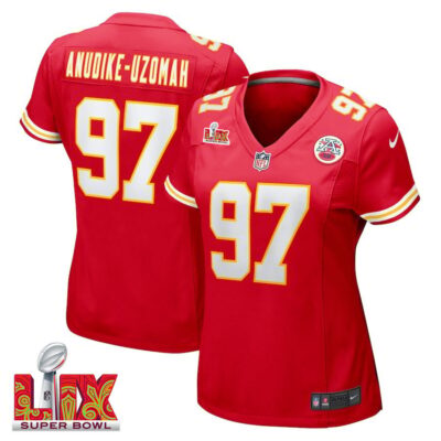 Felix Anudike-Uzomah #97 Kansas City Chiefs Super Bowl LIX Women's Jersey - Red