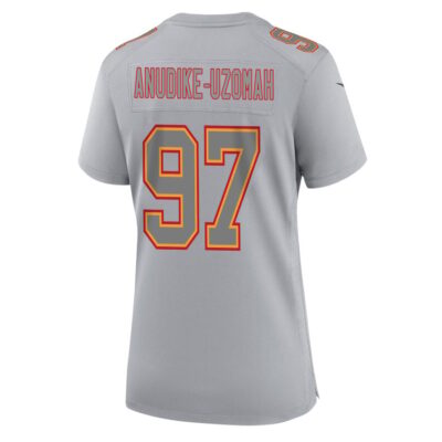 Felix Anudike-Uzomah 97 Kansas City Chiefs Super Bowl LVIII Champions 4 Stars Patch Atmosphere Fashion Game Women Jersey - Gray - Image 3