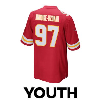 Felix Anudike-Uzomah 97 Kansas City Chiefs Super Bowl LVIII Champions 4 Stars Patch Game Youth Jersey - Red - Image 3