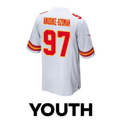 Felix Anudike-Uzomah 97 Kansas City Chiefs Super Bowl LVIII Champions 4 Stars Patch Game Youth Jersey - White - Image 3