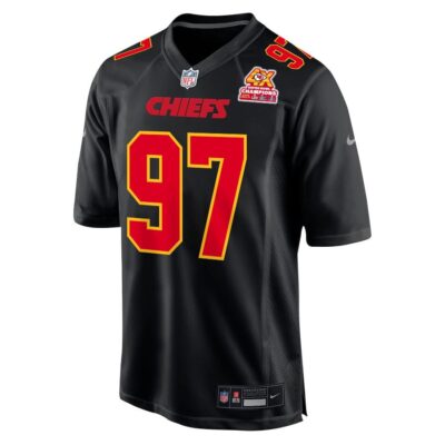Alternative view of Felix Anudike-Uzomah 97 Kansas City Chiefs Super Bowl LVIII Champions 4X Fashion Game Men Jersey - Carbon Black