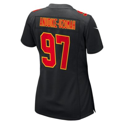 Felix Anudike-Uzomah 97 Kansas City Chiefs Super Bowl LVIII Champions 4X Fashion Game Women Jersey - Carbon Black - Image 3