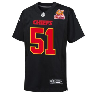 Alternative view of Felix Anudike-Uzomah 97 Kansas City Chiefs Super Bowl LVIII Champions 4X Fashion Game Youth Jersey - Carbon Black