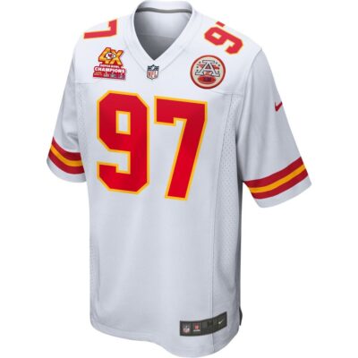 Alternative view of Felix Anudike-Uzomah 97 Kansas City Chiefs Super Bowl LVIII Champions 4X Game Men Jersey - White