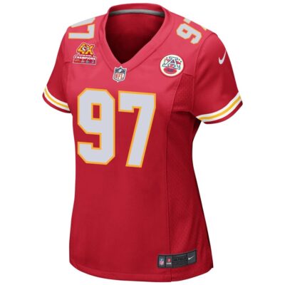 Alternative view of Felix Anudike-Uzomah 97 Kansas City Chiefs Super Bowl LVIII Champions 4X Game Women Jersey - Red