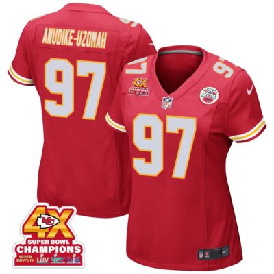 Felix Anudike-Uzomah 97 Kansas City Chiefs Super Bowl LVIII Champions 4X Game Women Jersey - Red