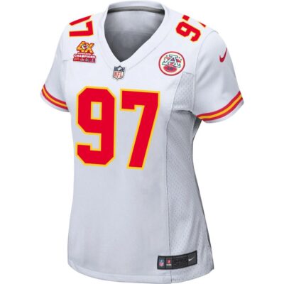 Alternative view of Felix Anudike-Uzomah 97 Kansas City Chiefs Super Bowl LVIII Champions 4X Game Women Jersey - White