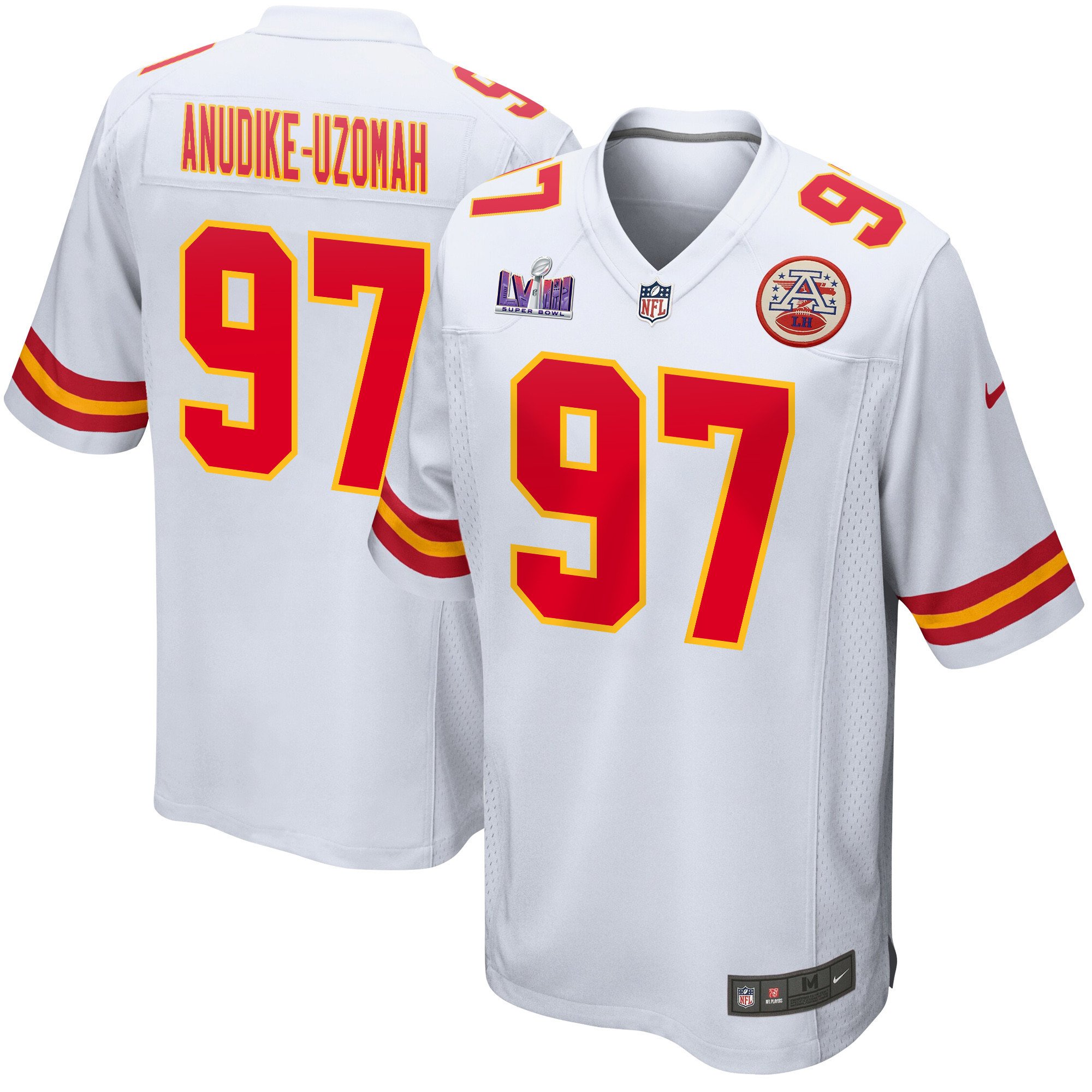 Felix Anudike-Uzomah 97 Kansas City Chiefs Super Bowl LVIII Patch Game Men Jersey - White