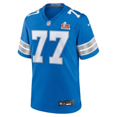 Alternative view of Frank Ragnow #77 Detroit Lions Super Bowl LIX Youth Jersey - Blue