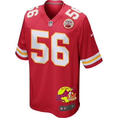 George Karlaftis 56 Kansas City Chiefs Super Bowl LIX New Orleans Patch Game Men Jersey - Red - Image 3