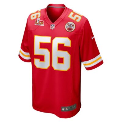 Alternative view of George Karlaftis #56 Kansas City Chiefs Super Bowl LIX Youth Jersey - Red