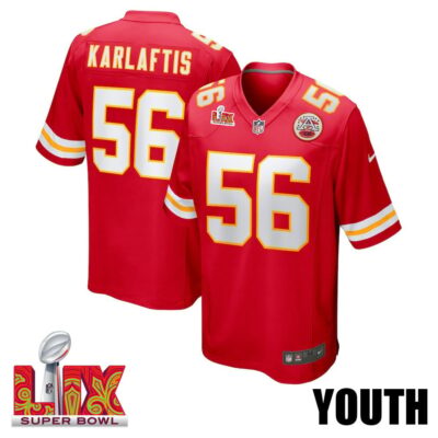 George Karlaftis #56 Kansas City Chiefs Super Bowl LIX Youth Jersey - Red