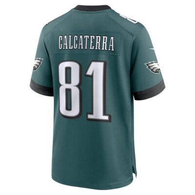 Alternative view of Grant Calcaterra #81 Philadelphia Eagles Super Bowl LIX Youth Jersey - Midnight Green