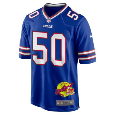 Greg Rousseau 50 Buffalo Bills Super Bowl LIX New Orleans Patch Game Men Jersey - Royal - Image 3