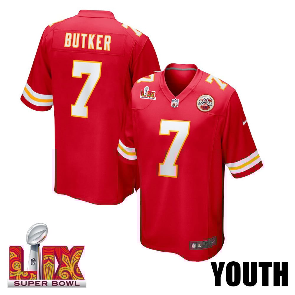 Harrison Butker #7 Kansas City Chiefs Super Bowl LIX Youth Jersey - Red