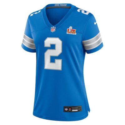 Alternative view of Hendon Hooker #2 Detroit Lions Super Bowl LIX Women's Jersey - Blue