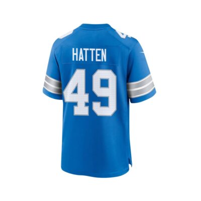 Alternative view of Hogan Hatten 49 Detroit Lions Super Bowl LIX New Orleans Patch Game Men Jersey - Blue