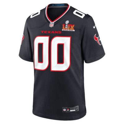 Alternative view of Houston Texans Super Bowl LIX Patch Game Men Custom Jersey - Navy