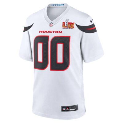 Alternative view of Houston Texans Super Bowl LIX Patch Game Men Custom Jersey - White