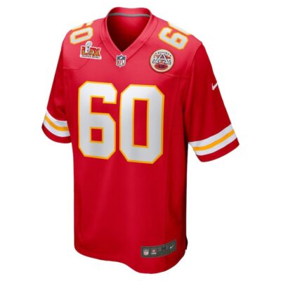 Alternative view of Hunter Nourzad #60 Kansas City Chiefs Super Bowl LIX Jersey - Men's - Red