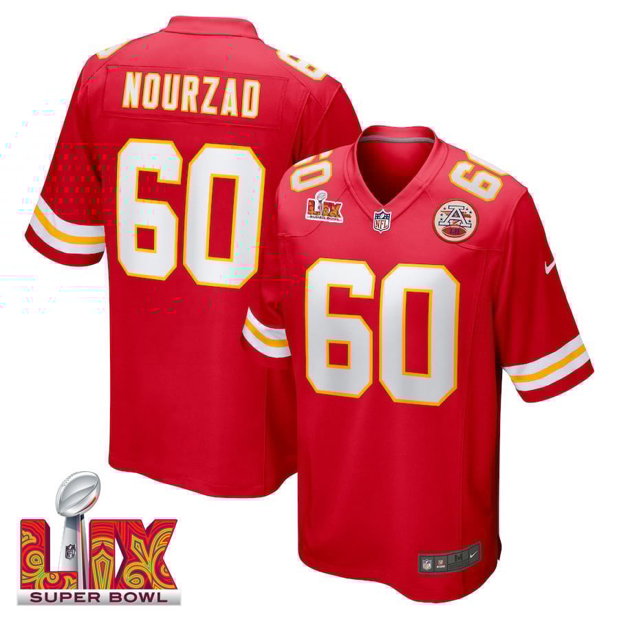 Hunter Nourzad #60 Kansas City Chiefs Super Bowl LIX Jersey - Men's - Red