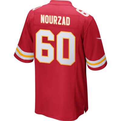 Alternative view of Hunter Nourzad 60 Kansas City Chiefs Super Bowl LIX New Orleans Patch Game Men Jersey - Red
