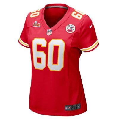 Alternative view of Hunter Nourzad #60 Kansas City Chiefs Super Bowl LIX Women's Jersey - Red