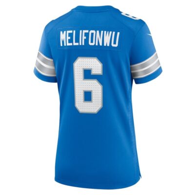 Ifeatu Melifonwu #6 Detroit Lions Super Bowl LIX Women's Jersey - Blue - Image 3
