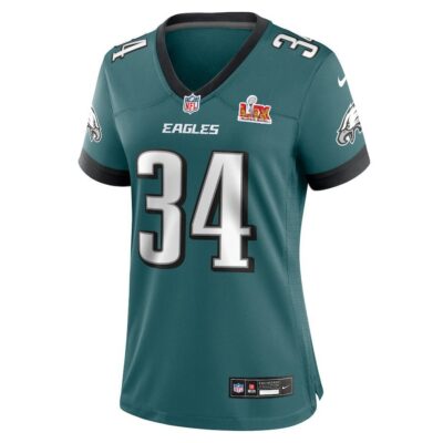 Alternative view of Isaiah Rodgers #34 Philadelphia Eagles Super Bowl LIX Women's Jersey - Midnight Green