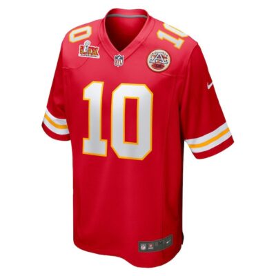 Alternative view of Isiah Pacheco #10 Kansas City Chiefs Super Bowl LIX Youth Jersey - Red