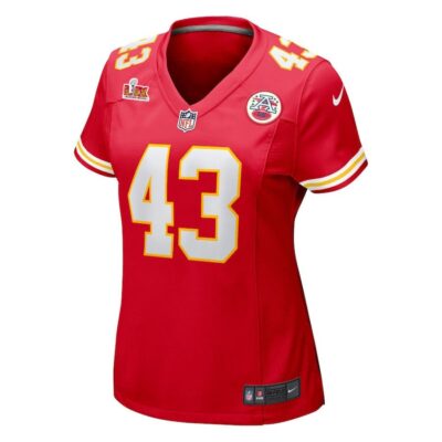 Alternative view of Jack Cochrane #43 Kansas City Chiefs Super Bowl LIX Women's Jersey - Red
