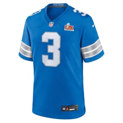 Alternative view of Jack Fox #3 Detroit Lions Super Bowl LIX Youth Jersey - Blue