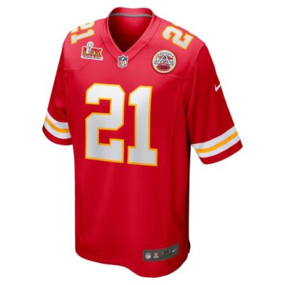 Alternative view of Jaden Hicks #21 Kansas City Chiefs Super Bowl LIX Jersey - Men's - Red