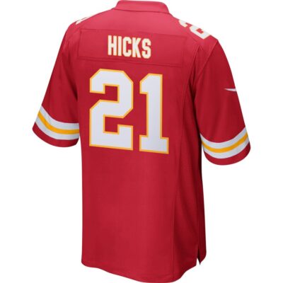 Alternative view of Jaden Hicks 21 Kansas City Chiefs Super Bowl LIX New Orleans Patch Game Men Jersey - Red
