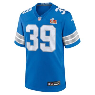 Alternative view of Jake Bates #39 Detroit Lions Super Bowl LIX Youth Jersey - Blue