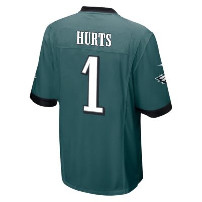 Alternative view of Jalen Hurts 1 Philadelphia Eagles Super Bowl LIX New Orleans Patch Game Men Jersey - Midnight Green