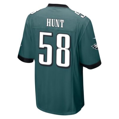Alternative view of Jalyx Hunt 58 Philadelphia Eagles Super Bowl LIX New Orleans Patch Game Men Jersey - Midnight Green