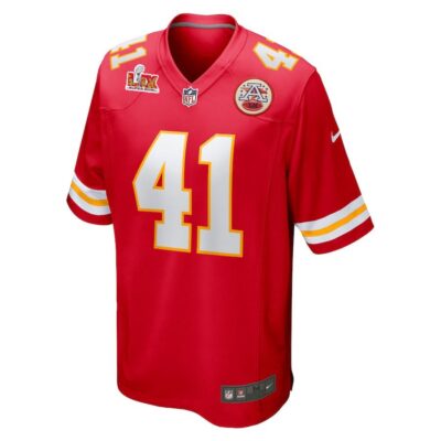 Alternative view of James Winchester #41 Kansas City Chiefs Super Bowl LIX Jersey - Men's - Red