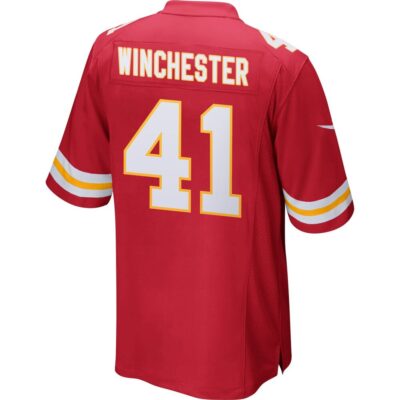 Alternative view of James Winchester 41 Kansas City Chiefs Super Bowl LIX New Orleans Patch Game Men Jersey - Red
