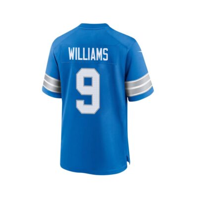 Alternative view of Jameson Williams 9 Detroit Lions Super Bowl LIX New Orleans Patch Game Men Jersey - Blue