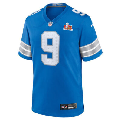 Alternative view of Jameson Williams #9 Detroit Lions Super Bowl LIX Youth Jersey - Blue