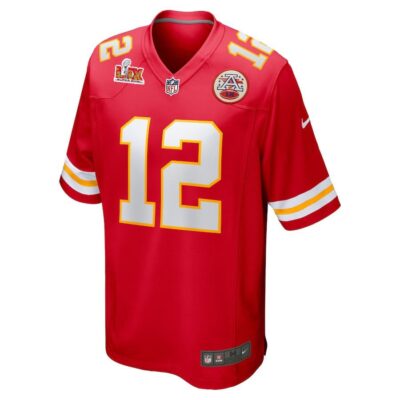 Alternative view of Jared Wiley #12 Kansas City Chiefs Super Bowl LIX Jersey - Men's - Red