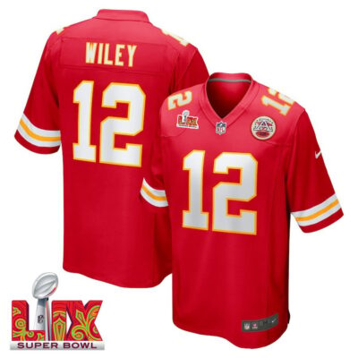 Jared Wiley #12 Kansas City Chiefs Super Bowl LIX Jersey - Men's - Red