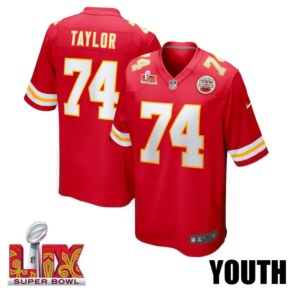 Jawaan Taylor #74 Kansas City Chiefs Super Bowl LIX Youth Jersey - Red