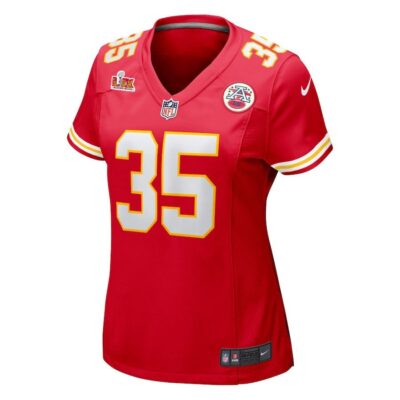 Alternative view of Jaylen Watson #35 Kansas City Chiefs Super Bowl LIX Women's Jersey - Red