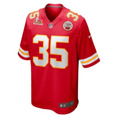Alternative view of Jaylen Watson #35 Kansas City Chiefs Super Bowl LIX Youth Jersey - Red