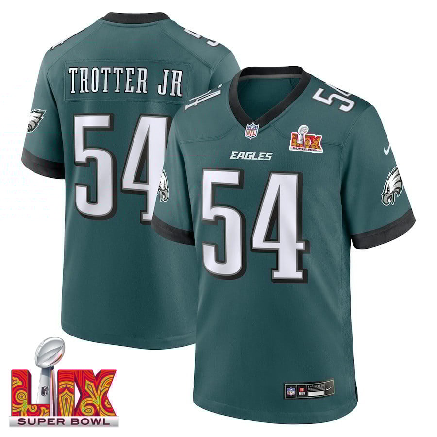 Jeremiah Trotter Jr. #54 Philadelphia Eagles Super Bowl LIX Jersey - Men's - Midnight Green