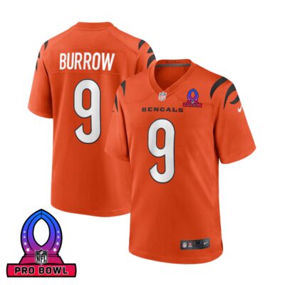 Joe Burrow 9 Cincinnati Bengals 2025 Pro Bowl Patch Game Men Jersey - Orange