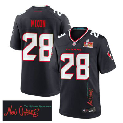 Joe Mixon 28 Houston Texans Super Bowl LIX 'New Orleans - The Ultimate Showdown' Game Men Jersey - Navy