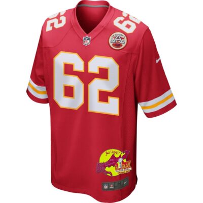 Joe Thuney 62 Kansas City Chiefs Super Bowl LIX New Orleans Patch Game Men Jersey - Red - Image 3